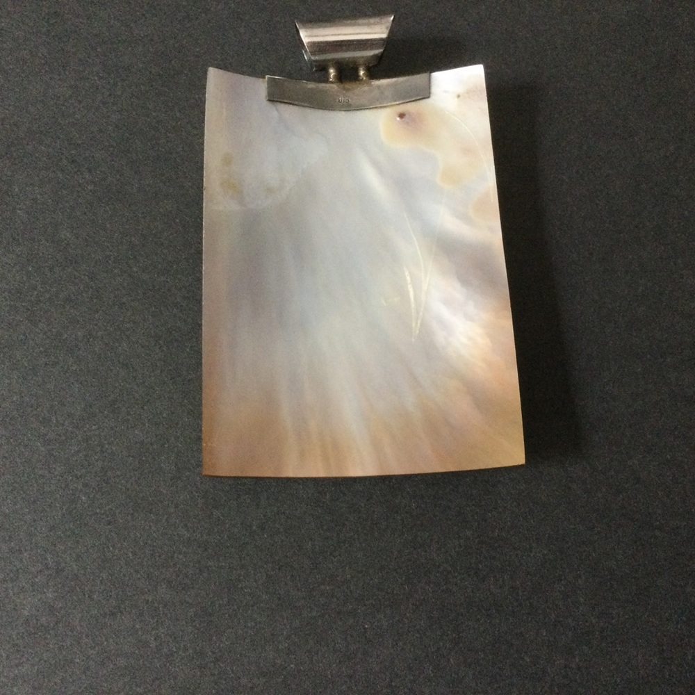 Rectangular Shell and Sterling Silver Pendant - Picture 4 of 8